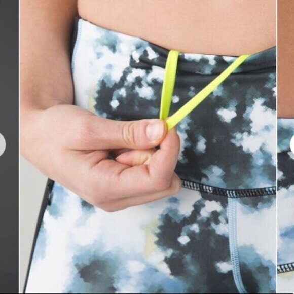 Lululemon leggings Stop At Nothing Crop Black Blooming Pixie Aquamarine size 6 - Picture 5 of 15